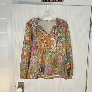 Vintage LEO PALEY New York 1960s-1970s Floral V-Neck Blouse